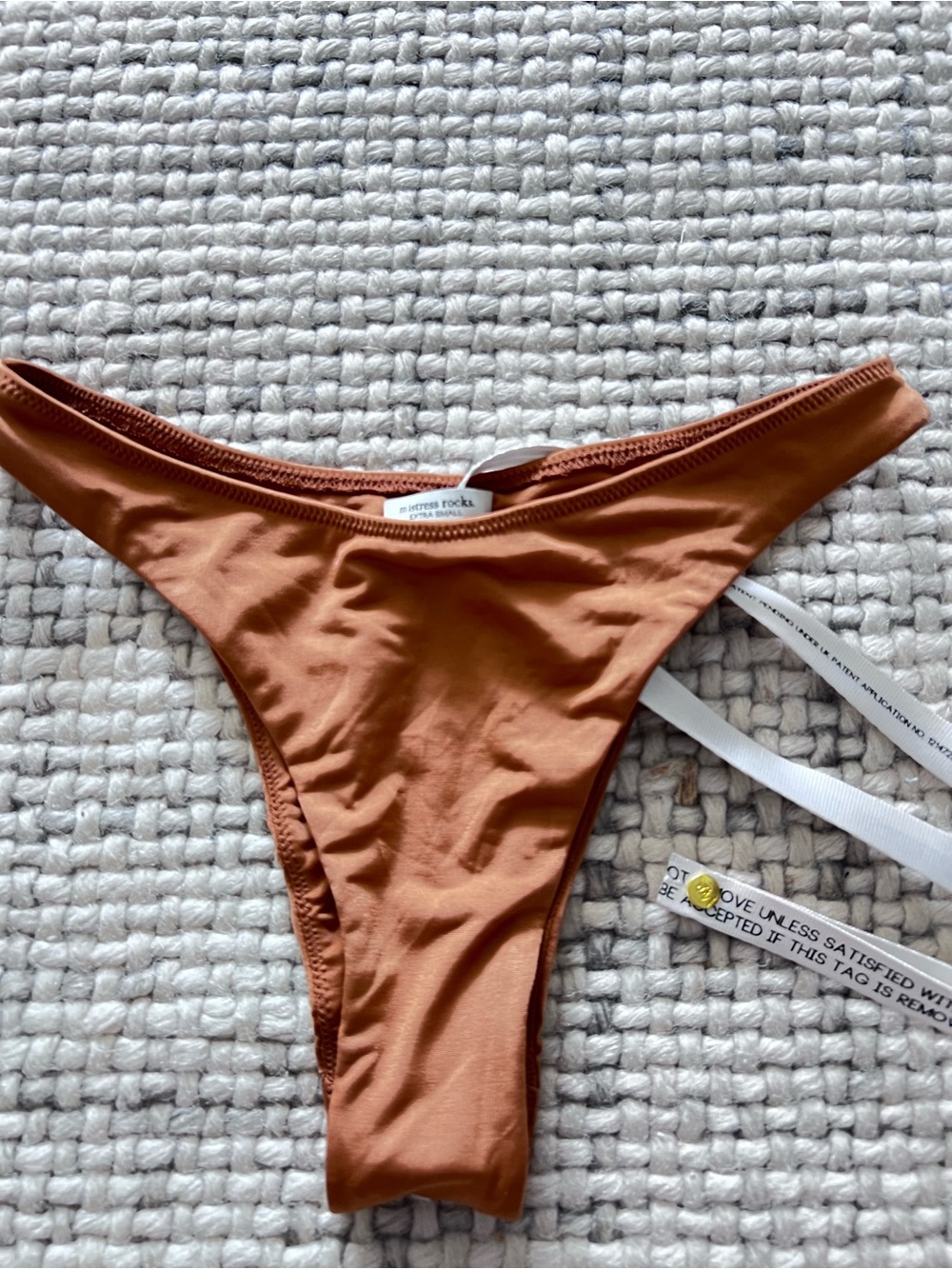 Mistress Rocks Brown High Leg Thong Bikini Bottom XS NWT